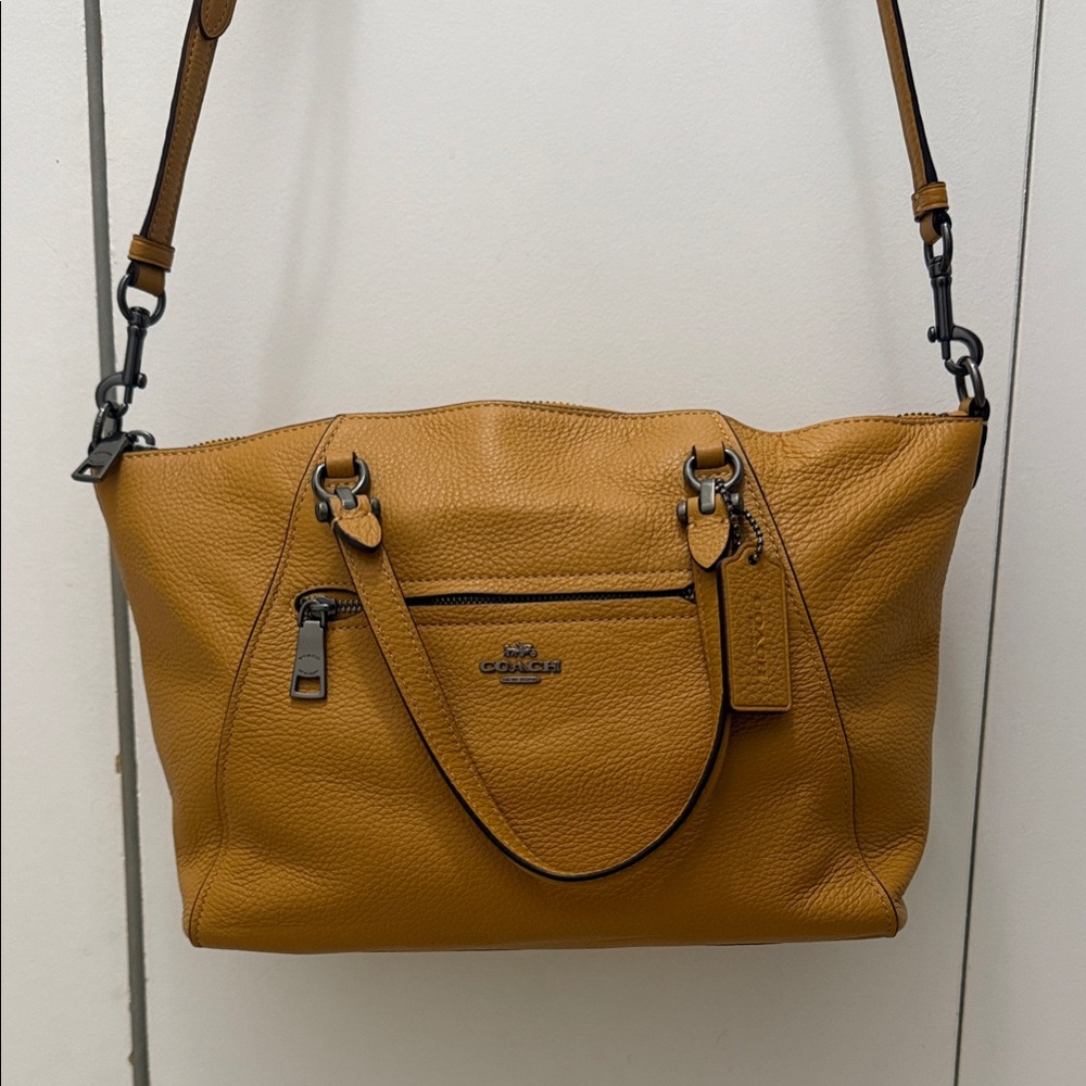 Coach Mustard Leather Shoulder Bag & Matching Wrislet